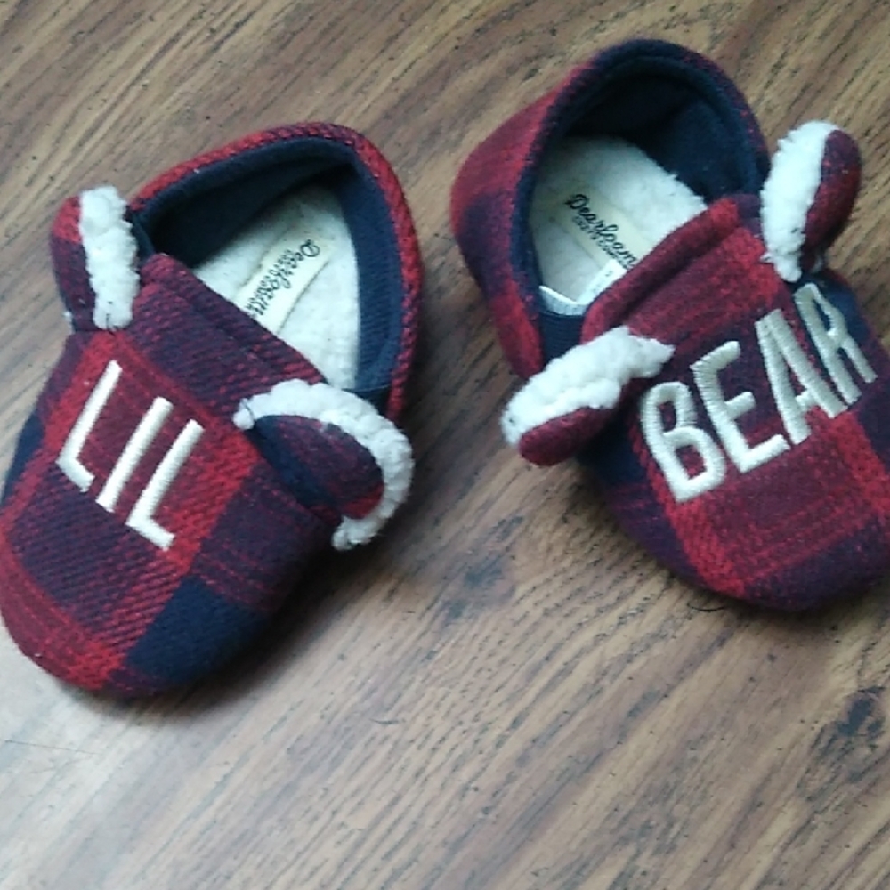 BearPaw Red and Black Cozy Slippers